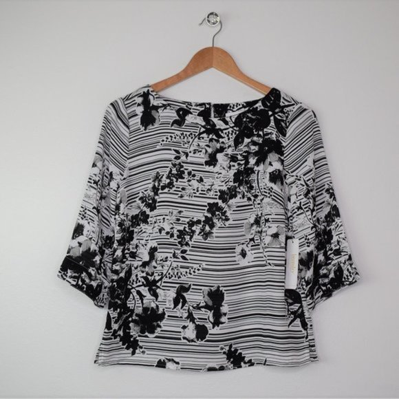 Laundry Boat Neck Half Sleeve Floral Top Size 4 S - Picture 2 of 8